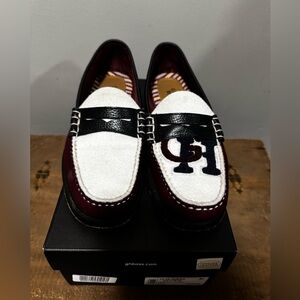 G.H. Bass Larson Letterman Loafers Burgundy White Navy Sz 9D